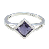 Chen Blue Solitaire Ring for Women in Sterling Silver Iolite Blue