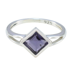 Chen Blue Solitaire Ring for Women in Sterling Silver Iolite Blue