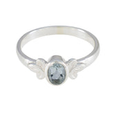 Jia Modern Blue Solitaire Ring with Silver Design Blue Topaz Blue