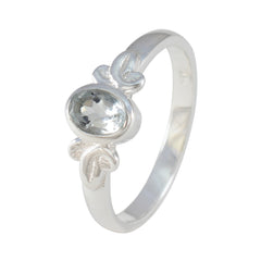 Jia Modern Blue Solitaire Ring with Silver Design