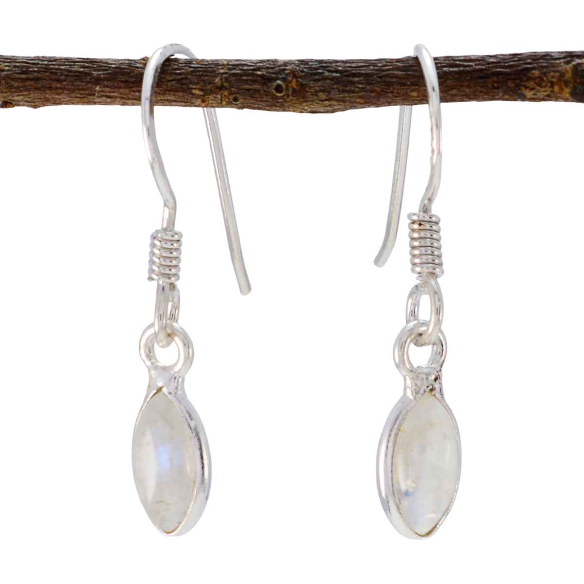 Sakura White Dangle Earrings for Everyday Glam Rainbow Moonstone White Dangle