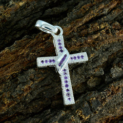 Savannah Purple Pendant Cross with Gemstone Accents