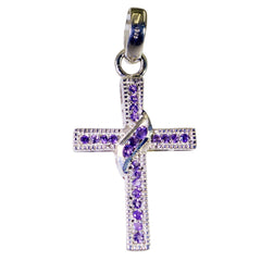 Savannah Purple Pendant Cross with Gemstone Accents