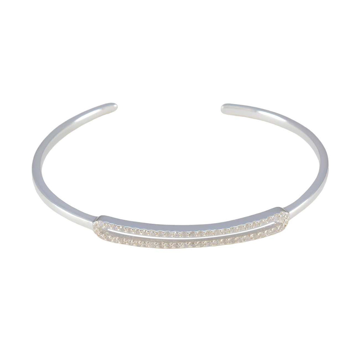Savannah White Bangle Bracelet - Elegant Everyday Wear White CZ White