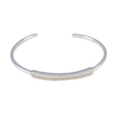 Savannah White Bangle Bracelet - Elegant Everyday Wear White CZ White