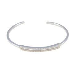 Savannah White Bangle Bracelet - Elegant Everyday Wear White CZ White