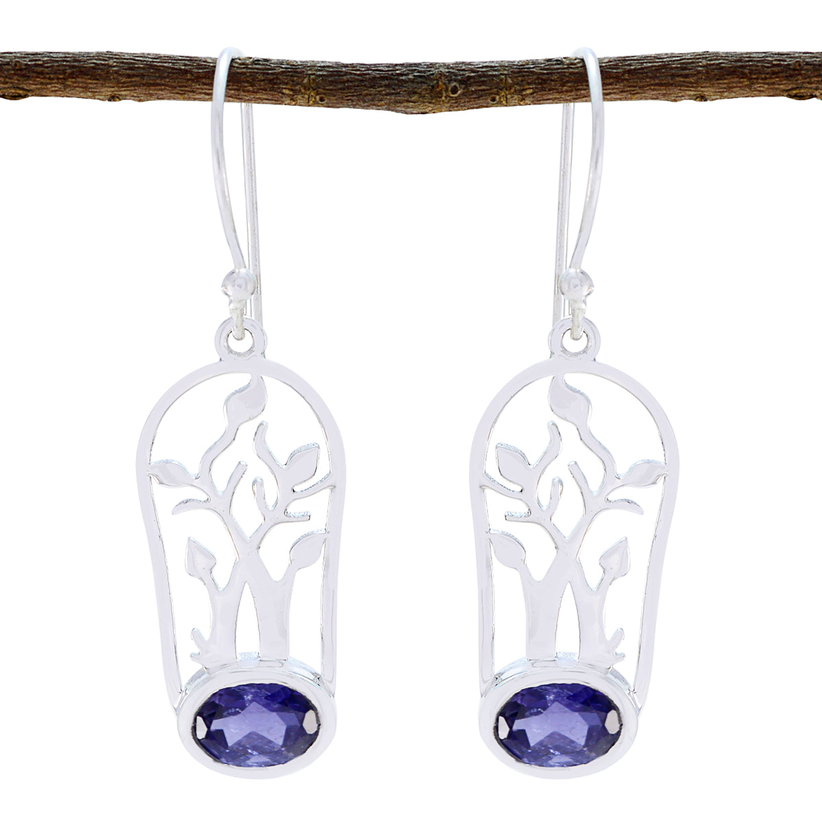 Scarlett Blue Solitaire Earrings with Elegant Design Iolite Blue Dangle