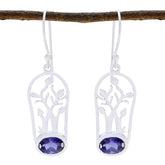 Scarlett Blue Solitaire Earrings with Elegant Design Iolite Blue Dangle