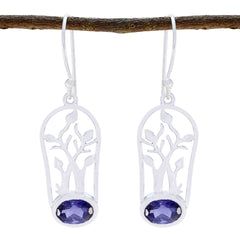 Scarlett Blue Solitaire Earrings with Elegant Design Iolite Blue Dangle