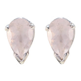 Scarlett Pink Solitaire Earrings for Everyday Glam Rose Quartz Pink Stud