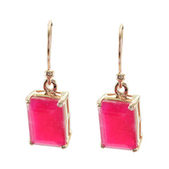 Scarlett Red Solitaire Earrings - Vibrant Gemstone Style Indian Ruby Red Dangle