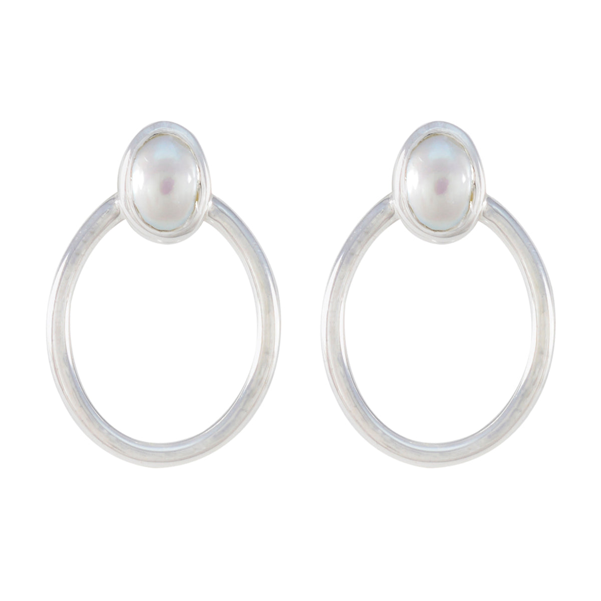 Scarlett White Solitaire Earrings for Elegant Style Pearl White Stud