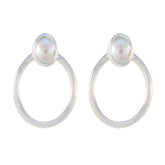 Scarlett White Solitaire Earrings for Elegant Style Pearl White Stud