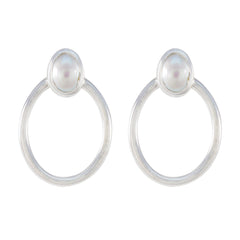 Scarlett White Solitaire Earrings for Elegant Style Pearl White Stud