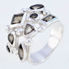 Chloe abstract brown gemstone ring featuring multiple brown stones set in silver band