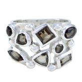 Chloe abstract brown gemstone ring with multiple facets set in silver band