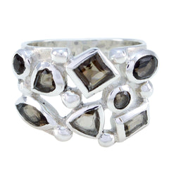 Chloe abstract brown gemstone ring with multiple facets set in silver band