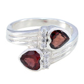 Daniela silver ring featuring an abstract red gemstone ring design with dual heart-shaped stones