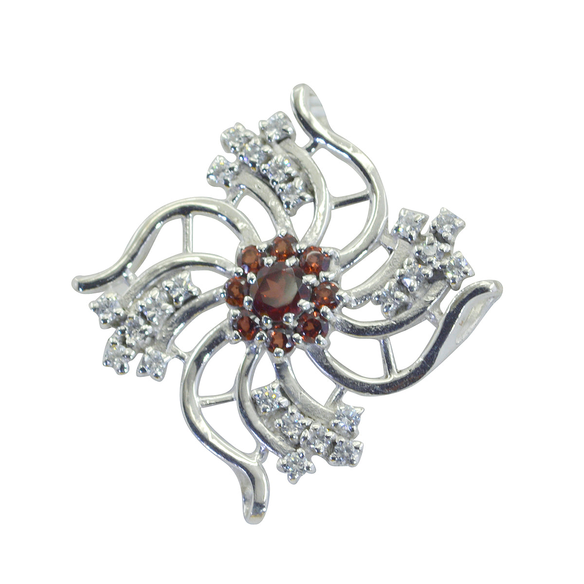 Natalia Silver and Red Pendant Design for Fashion Jewelry Garnet Red Red