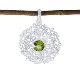 Paula Art Deco Pendant Necklace with Green Gemstone Peridot Green Green