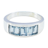 Luna silver ring featuring an abstract blue gemstone ring design with rectangular blue stones