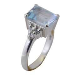 Abigail Blue Halo Ring Modern Design Silver Gemstone