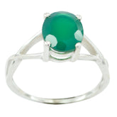 Rina Elegant Green Solitaire Ring with Silver Band Green Onyx Green