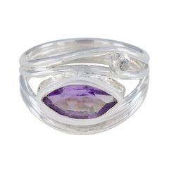 Sofia purple gemstone toi et moi ring with marquise cut purple stone set in silver band