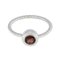 Saanvi Red Solitaire Ring for Women with Twisted Band Garnet Red