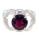 Milagros Red Solitaire Ring India with Sterling Silver Garnet Red