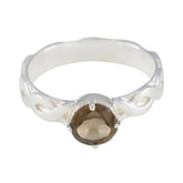 Julia Romantic Brown Solitaire Ring in Silver Smoky Quartz Brown