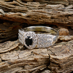Sara Black Halo Ring for Women with Sparkling Stones