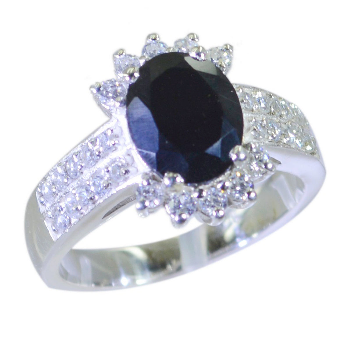 Stella Black Halo Ring for Women with Sparkling Stones Black Onyx Black