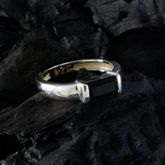 Ying Black Solitaire Ring for Women Sterling Silver