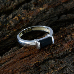 Ying Black Solitaire Ring for Women Sterling Silver