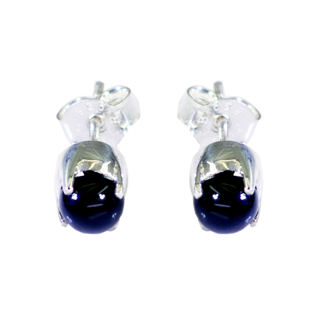 Evelyn Black Solitaire Stud Earrings for Everyday Wear Black Onyx Black Stud