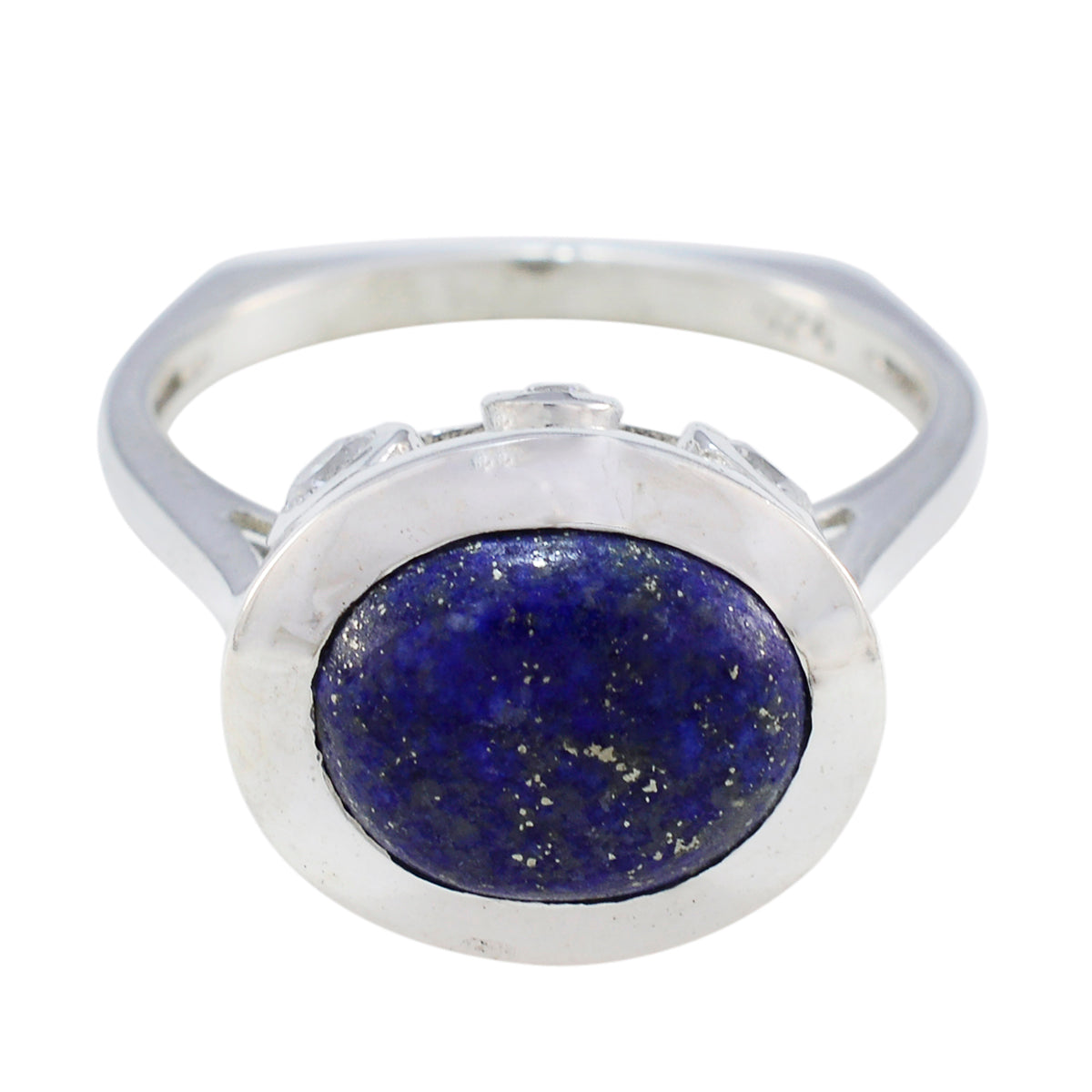 Lucia Blue Gemstone Halo Ring with Oval Lapis Stone Lapis Lazuli Blue