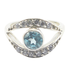 Anna Blue Gemstone Halo Ring Sterling Silver Elegance
