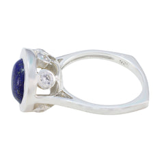 Lucia Blue Gemstone Halo Ring with Oval Lapis Stone