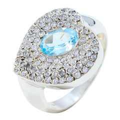 Natalia Blue Halo Ring for Women with Sparkling Crystals