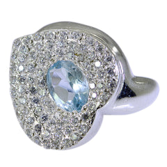 Natalia Blue Halo Ring for Women with Sparkling Crystals