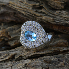 Natalia Blue Halo Ring for Women with Sparkling Crystals