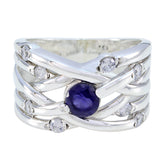 Hazel Blue Halo Ring for Women with Crystal Accent Iolite Blue