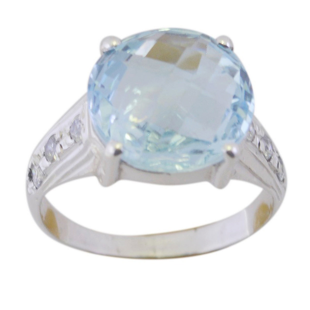 Laura Blue Halo Ring with Gemstone Accent Blue Topaz Blue