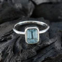 Alina Blue Solitaire Ring for Women in Sterling Silver