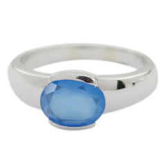 Carla Blue Solitaire Ring for Women with Gemstone Blue Chalcedony Blue