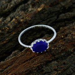 Liyana Blue Solitaire Ring with Oval Gemstone