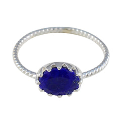 Liyana Blue Solitaire Ring with Oval Gemstone