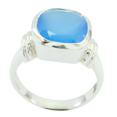 Elena Blue Solitaire Ring with Sterling Silver Band