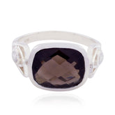 Dewi Boho Brown Halo Ring with Faceted Gemstone smoky quartz Brown